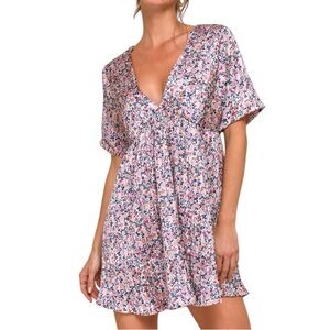 Lulu's Pink Floral Mini Dress